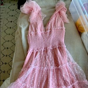 Pink Low Neck Ruffle dress